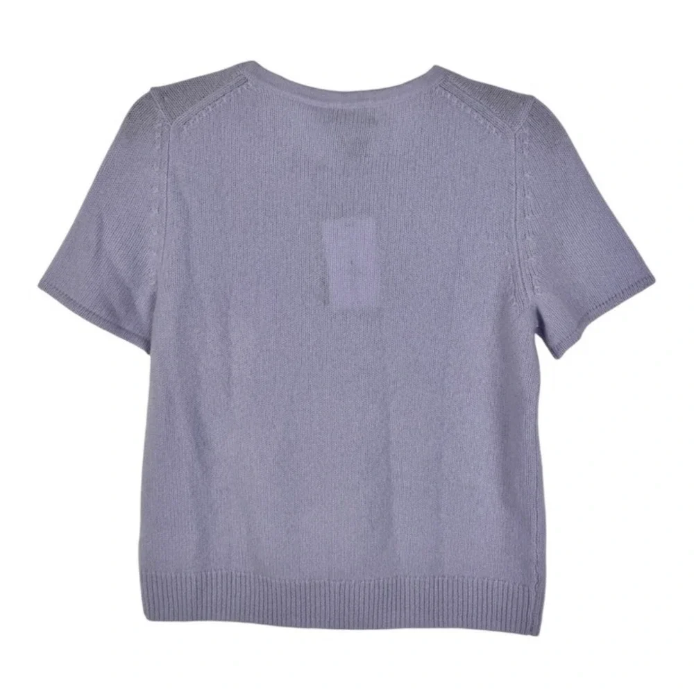 C by Bloomingdale's Serenity Blue 100% Cashmere‎ Short Sleeve Sweater XS